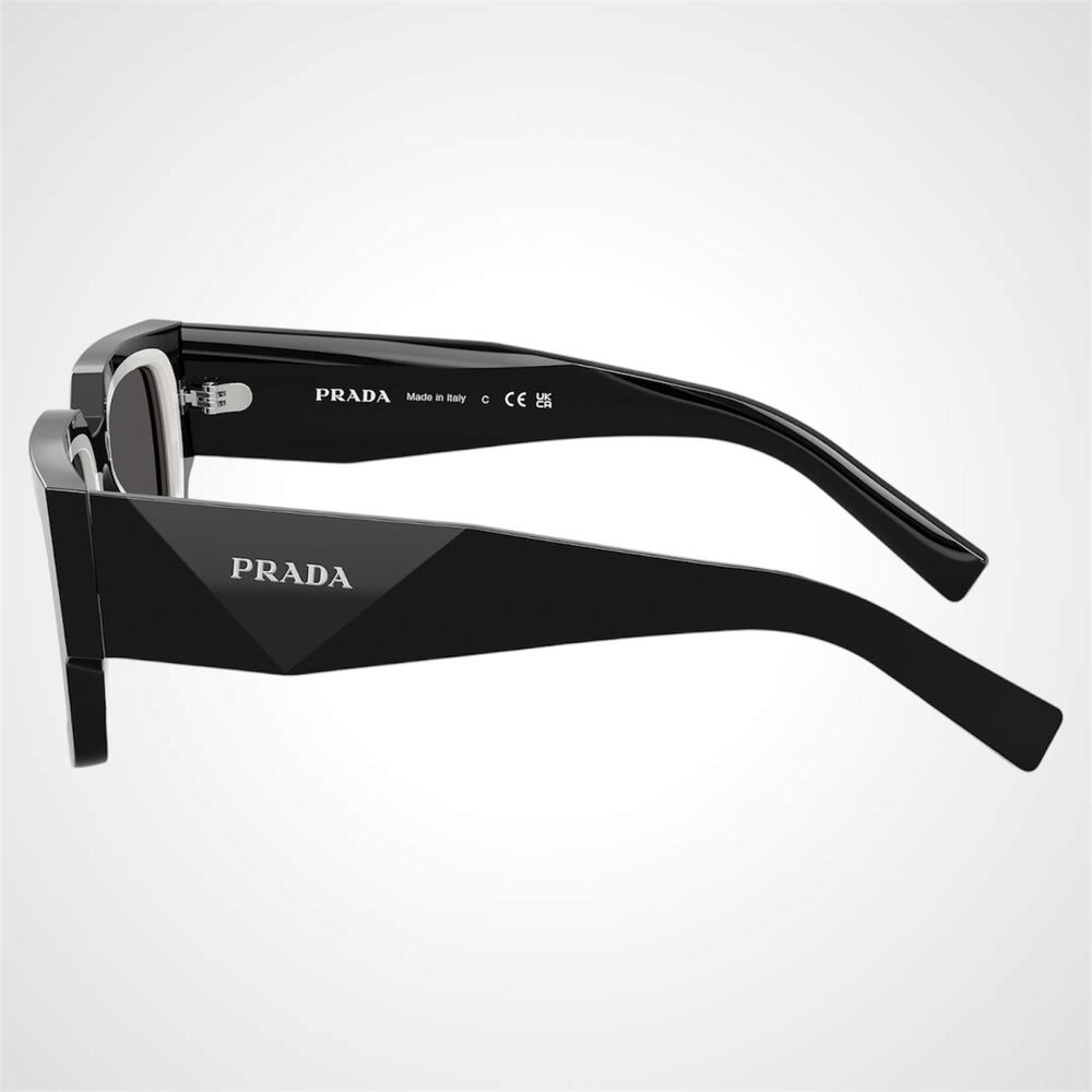 LUXURY NEW PRADA Sunglasses Black & Talc Rectangle Square Mens 54mm Prada - Picture 3 of 6